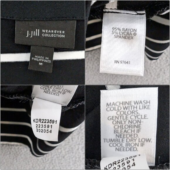 J Jill Wearever Collection Dress Black White Stripe V Neck Sleeveless Size M - Picture 5 of 9